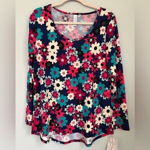 LuLaRoe Lynnae Multicolor Floral Long Sleeve Top, Size Large, New With Tags